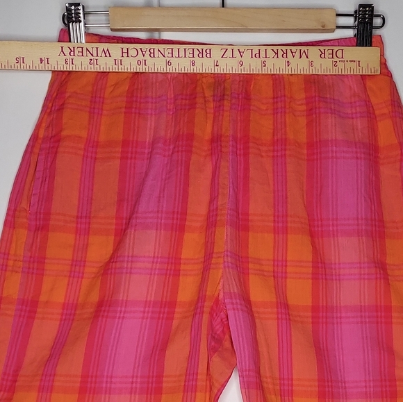 Soma Set Capri Sleeveless Plaid 0 Women Pink Orange Embroidered Tropical Cotton - Picture 9 of 14
